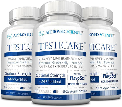 Approved Science TestiCare - Testicular Vein Support - Horse Chestnut, Witch Hazel - 270 Capsules (6 Bottles) - Vegan