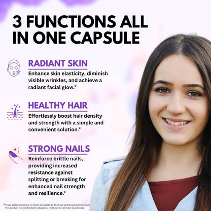 VITBOOST Biotin with Hyaluronic Acid, Collagen and Keratin – 25000 mcg Hair Support Vitamins for Men and Women – Nails and Skin, USA-made - Third Party Tested, B1, B2, B3, B6, B7 Complex - 60 Capsules
