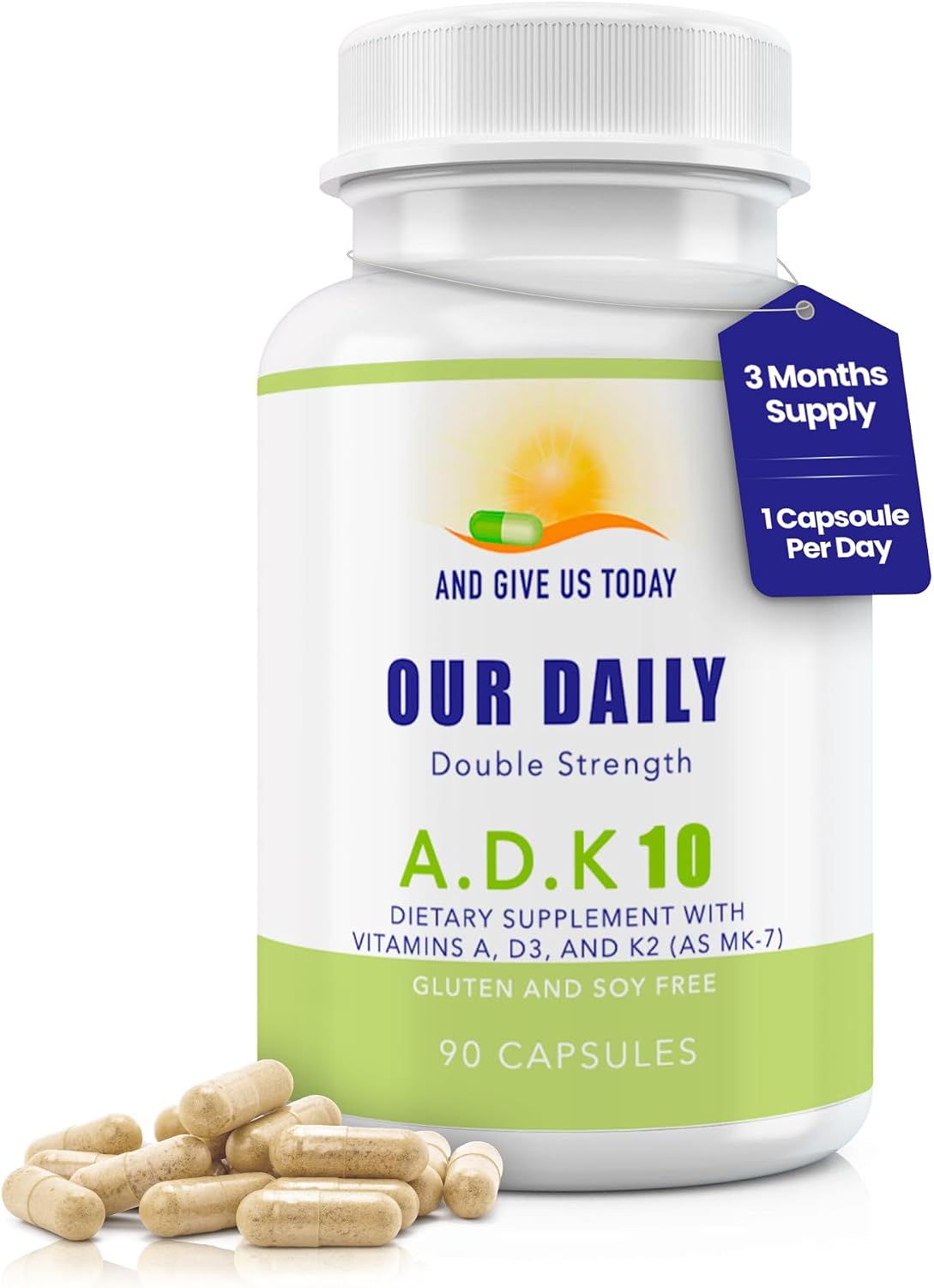 Daily Vites ADK 10 - High Potency Vitamin A, D3 10,000 IU & K2 (MK-7) - Doctor Formulated - Non-GMO, Gluten-Free - 90 Capsules - görsel 9