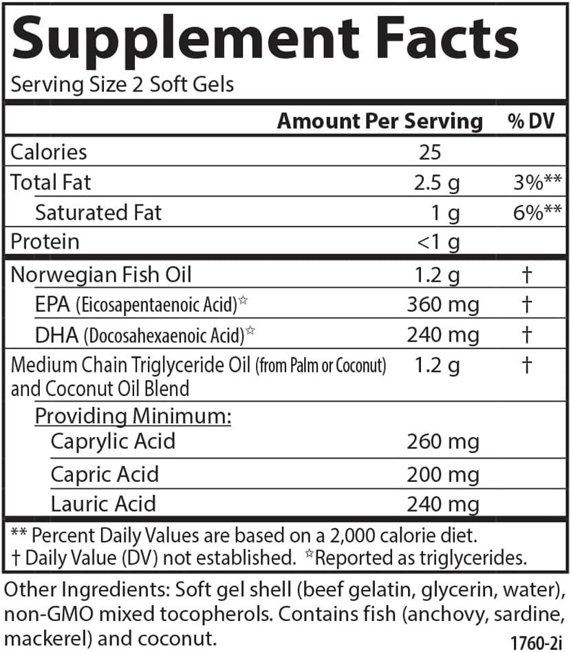 Carlson MCT & Omega-3 - Coconut Oil, Caprylic & Capric Acids, EPA & DHA, 60 Softgels - görsel 4