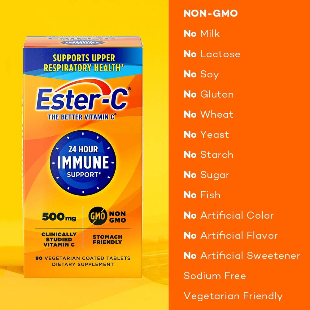 Ester-C 500 mg Sustained Release Vitamin C Tablets for Immune Support, 90 Count - görsel 3