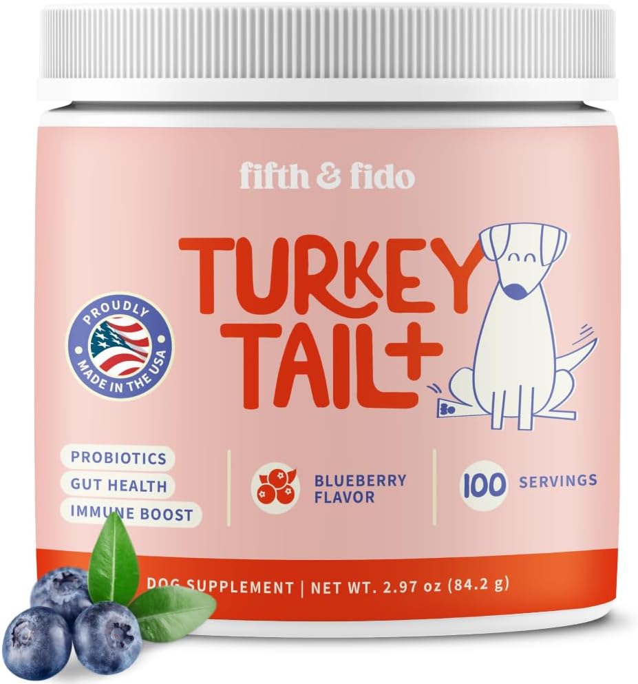 Fifth & Fido Turkey Tail Mushroom for Dogs – Immune Support & Lump Support with Probiotics – Dog Food Topper, 30 Servings - görsel 1
