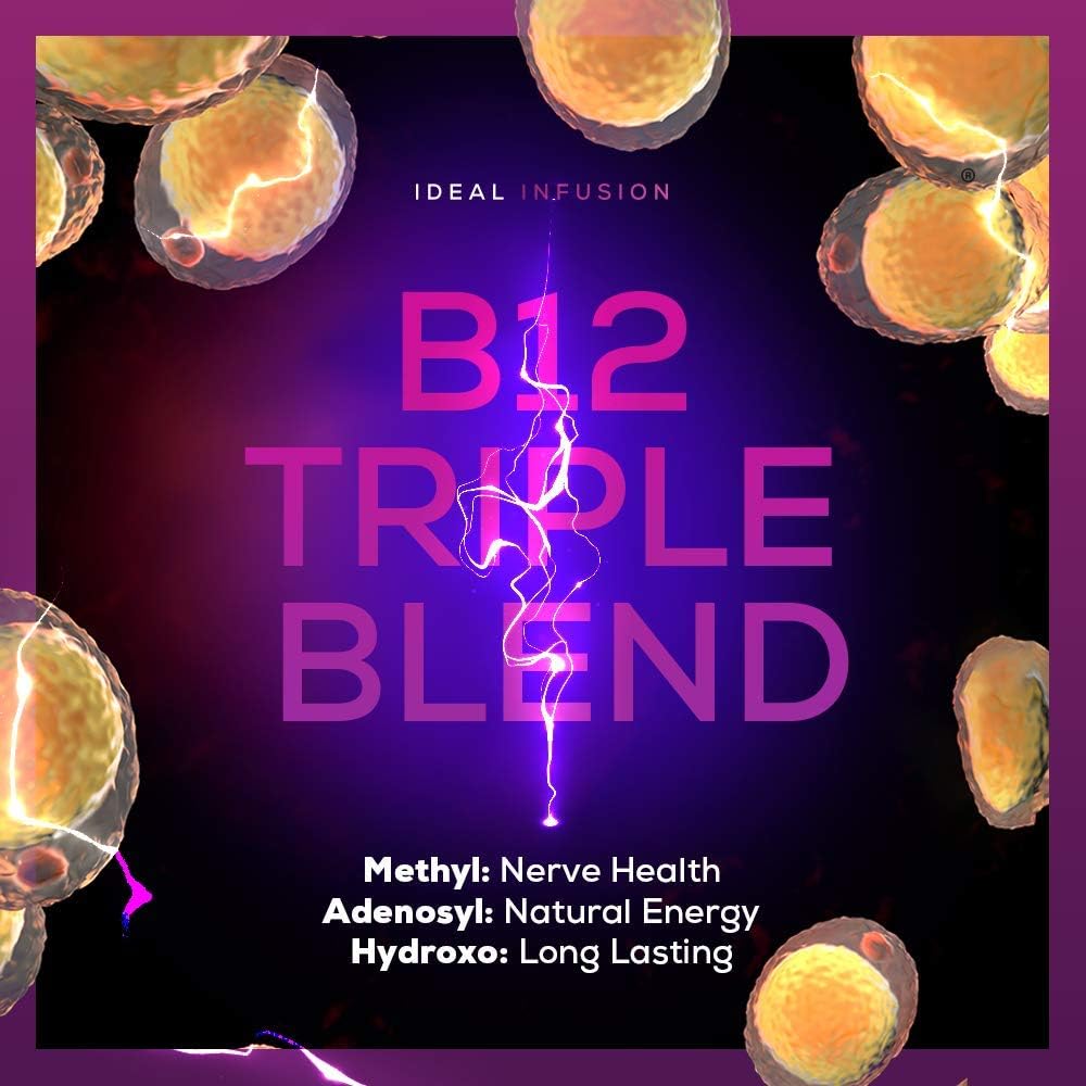Ideal Infusion B-Bomb Triple B12 Liquid Spray - 5000 mcg Methylcobalamin, Adenosylcobalamin, Hydroxocobalamin - Nerve & Energy Support - Sugar Free, Keto Friendly (Organic CinnaPlum) - görsel 4