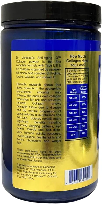Dr. Venessa's Formulae™ Anti-Ageing 3™ Collagen Type I, II & III