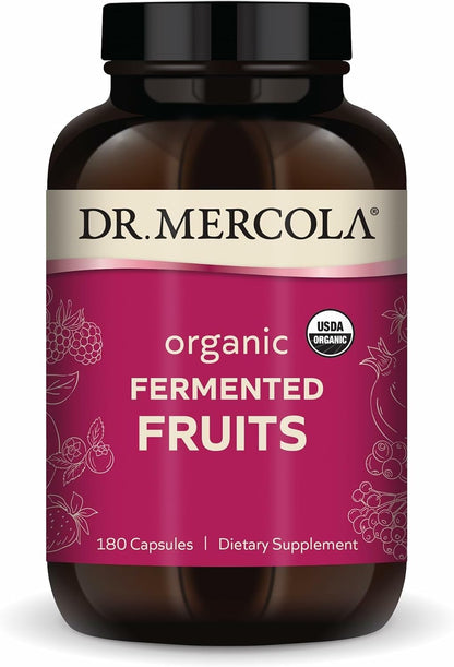 Dr. Mercola Organic Fermented Fruits – Antioxidant Support – Whole Food Berry & Fruit Blend – Zero Sugar – Non-GMO – Gluten-Free – 180 Capsules