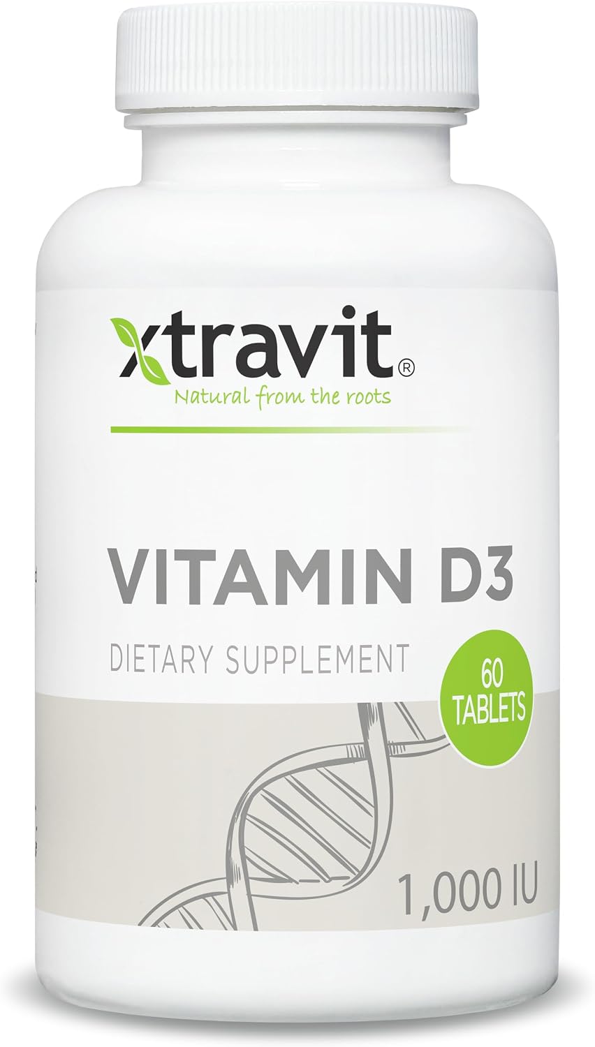 Xtravit Vitamin D3 1000 IU Supplement – Vegan, Non-GMO, Gluten-free – 60 Tablets - görsel 1
