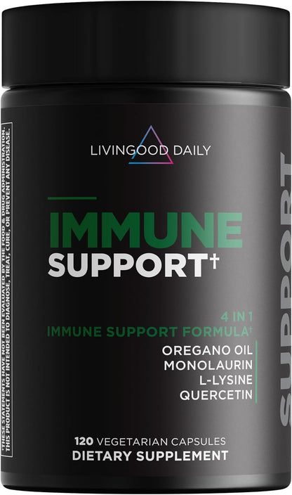 Livingood Daily Immune Support Supplement, – Immune Defence: The blend of oregano oil, monolaurin, quercetin, and – Image 1