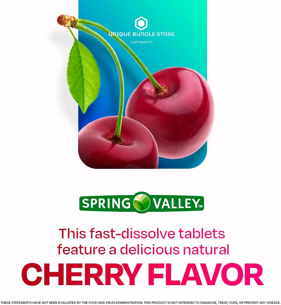 Spring Valley Vitamin B12 2500 mcg Quick-Dissolve Tablets, Cherry Flavour, 120 Count - görsel 4