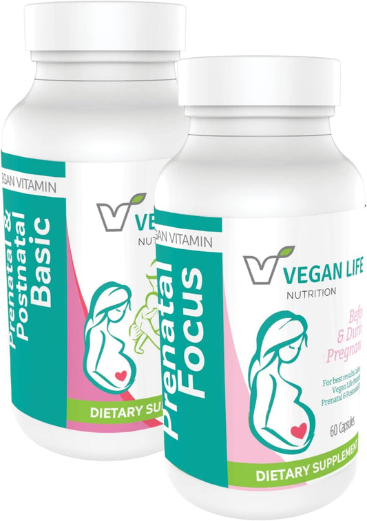 Vegan Prenatal Vitamins - Folate, Choline, Vitamins A, B, C, D, E, K, and More - Gluten-Free, Non-GM