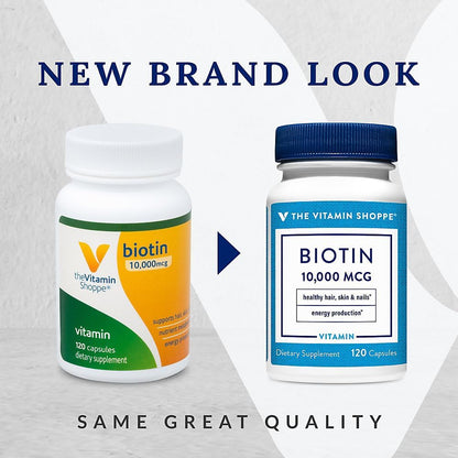 The Vitamin Shoppe Biotin 1,000mcg - Hair, Skin and Nail Support, 120 Capsules