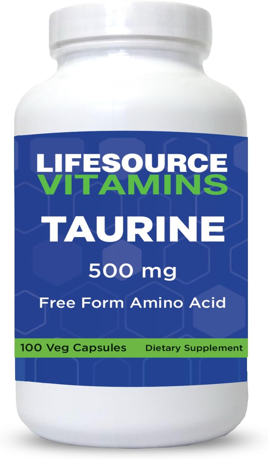 LifeSource Vitamins Taurine 500 mg, 100 Capsules - görsel 1
