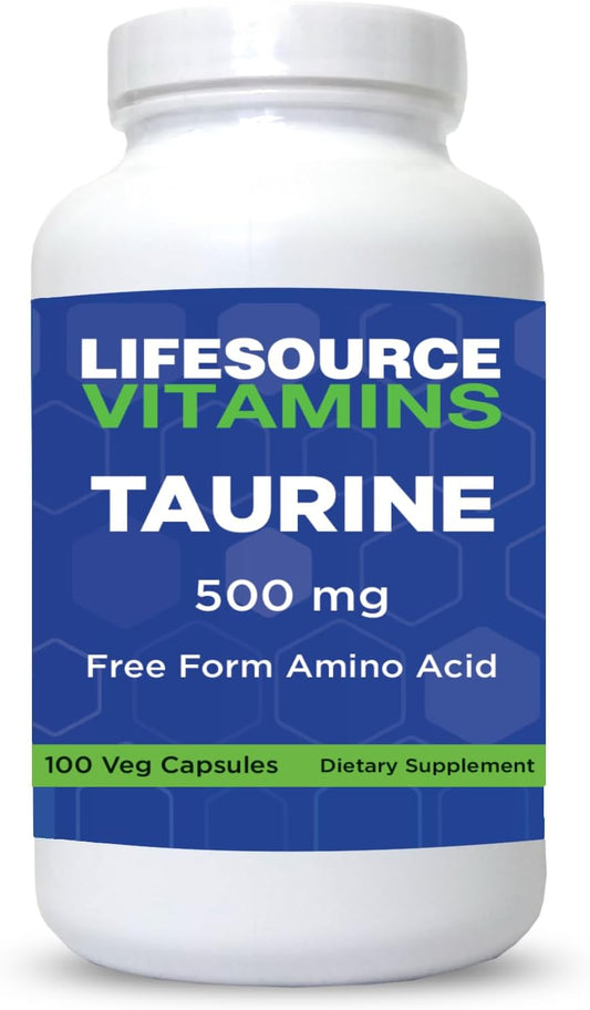 LifeSource Vitamins Taurine 500 mg, 100 Capsules