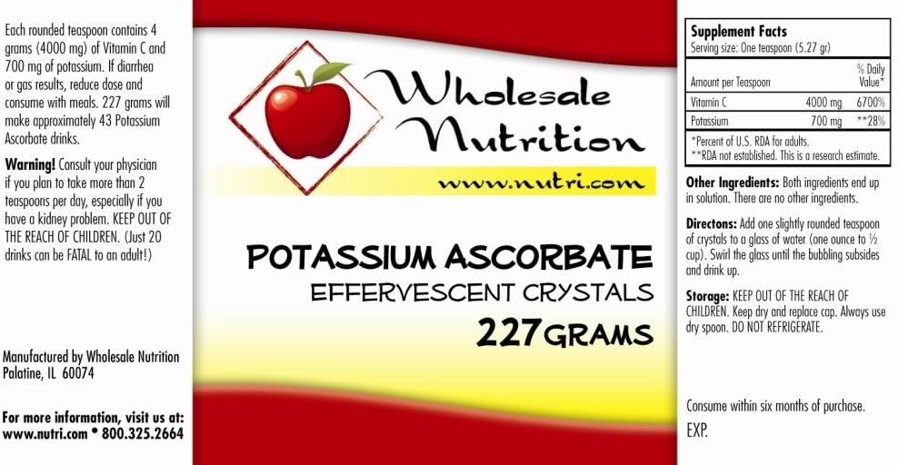Wholesale Nutrition Potassium Ascorbate - Blend of Potassium & Vitamin C, Effervescent Vitamin C Crystals Supplement, Vitamin Powder, 227g - görsel 4