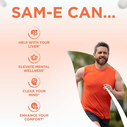Clear Formulae Bioactive SAM-e 750mg – Liver and Mood Support Food Supplement, 120 Capsules