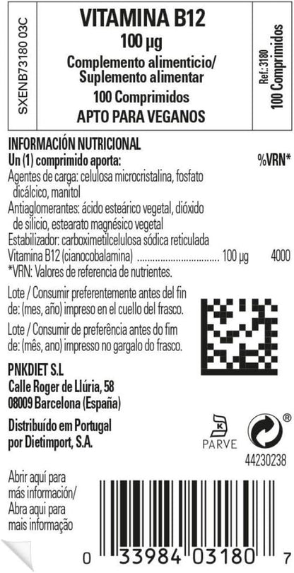 Vitamin B12 100mcg - 100 Tablets - Solgar