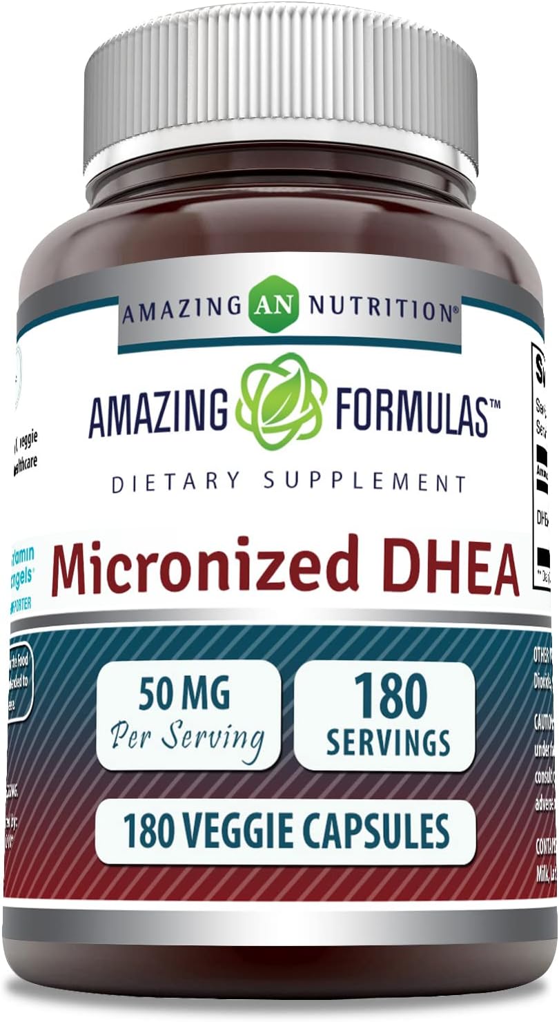 Amazing Formulae Micronised DHEA Food Supplement - 50 mg, 180 Veggie Capsules - görsel 1