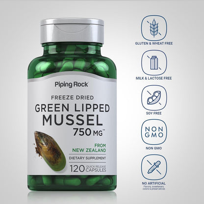 Piping Rock Green-lipped Mussel – Freeze-dried from New Zealand – 120 Capsules