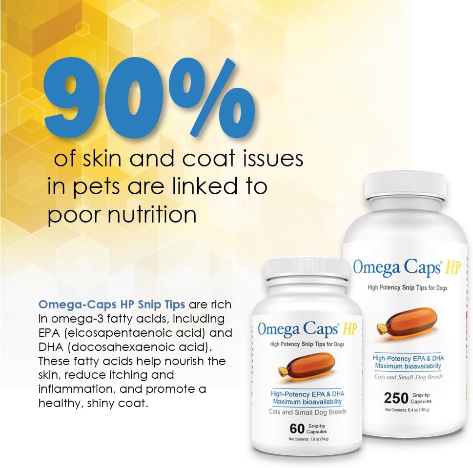 Omega-Caps HP Snip Tips for Cats & Smaller Dogs - Omega-3 Fish Oil Supplement with EPA, DHA, Vitamins, Minerals, and Antioxidants - Supports Immune, Joint, Heart, and Brain Health - 60 Softgels - görsel 5