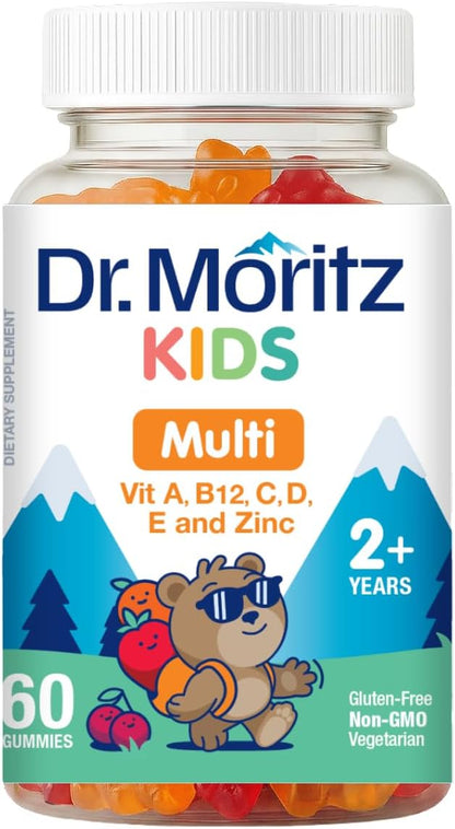 DR. MORITZ Kids Multivitamin Gummies | 14 Essential Vitamins | Daily Supplement for Ages 2+ | 60 Gummies