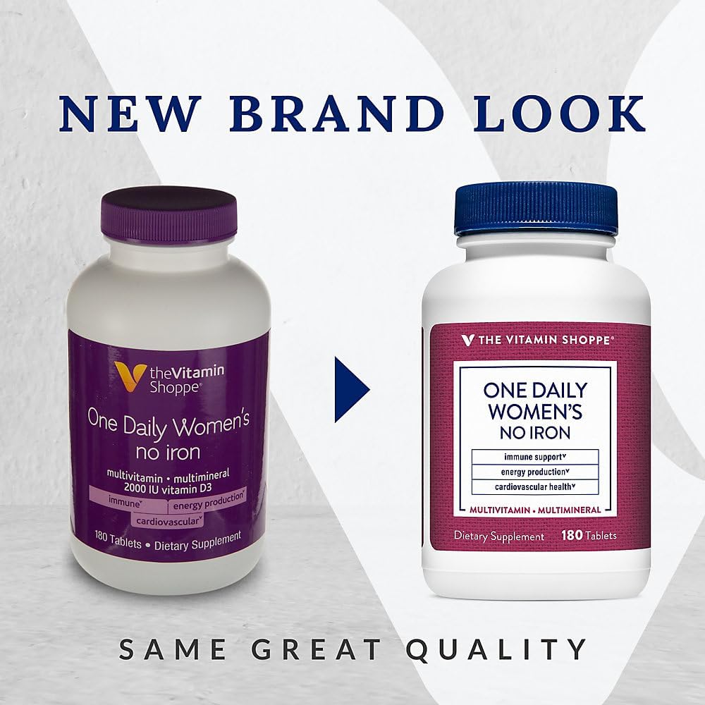 The Vitamin Shoppe Once Daily Women's Multivitamin – No Iron, 2000 IU Vitamin D3, 180 Tablets - görsel 2