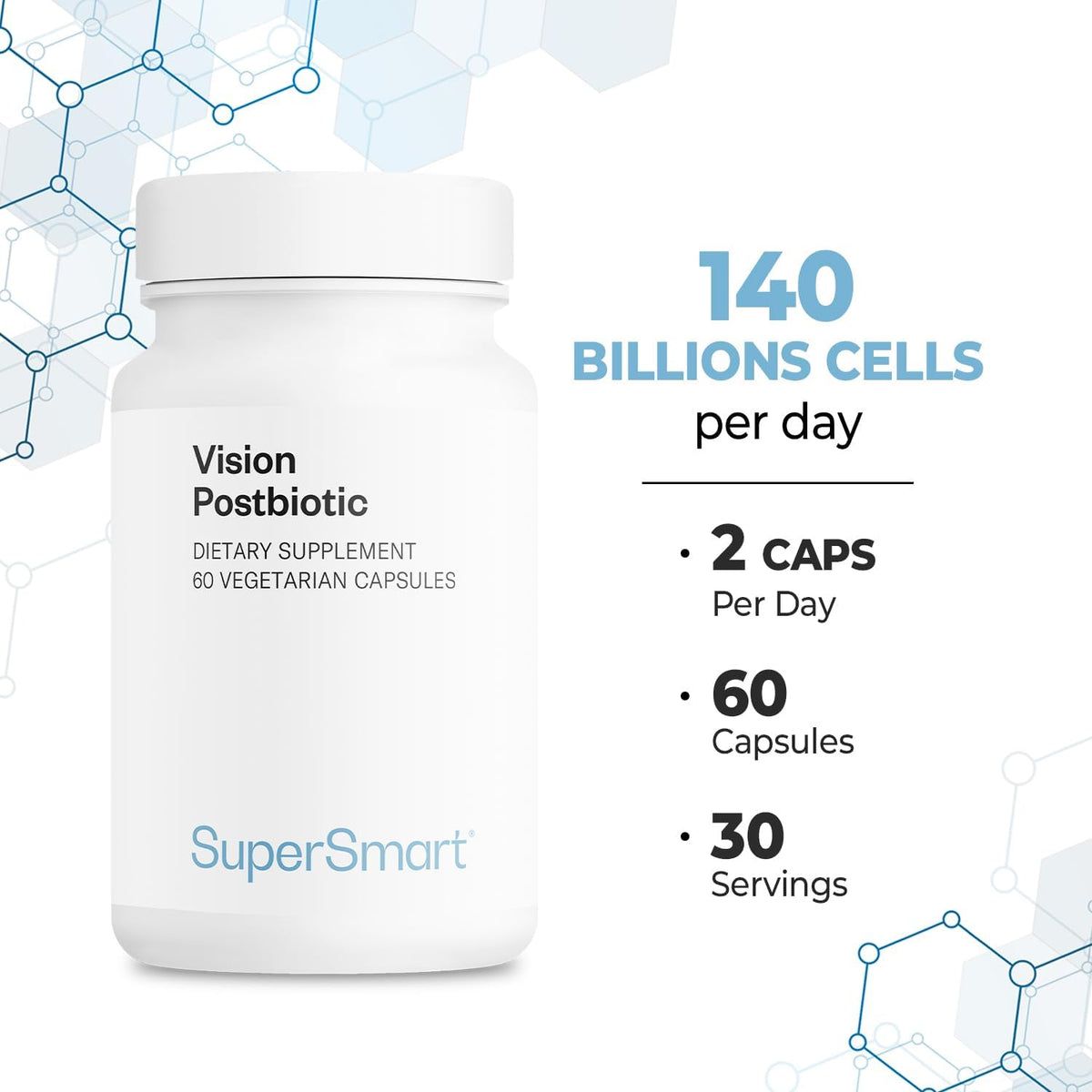 Supersmart - Vision Postbiotic 140 Billion Cells per Day, 60 Vegetarian Capsules - görsel 5