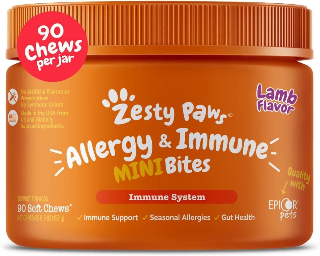 Zesty Paws Puppy Allergy Immune Bites – Dog Allergy Chews with Probiotics for Itchy Skin and Ears, Lamb, 90 Count - görsel 8