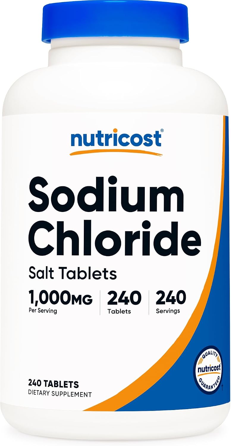 Nutricost Sodium Chloride 1000mg, 240 Tablets - Salt Tablets, Non-GM, Gluten-free - görsel 1
