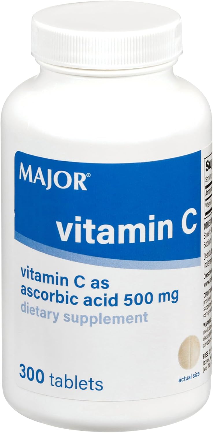 MAJOR Vitamin C-500 mg Ascorbic Acid Tablets – 300 Count - görsel 1
