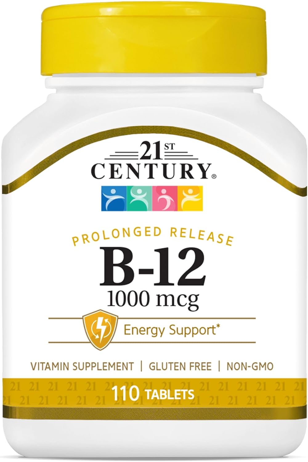 21st Century B12 1000 mcg Prolonged Release Tablets, Cyanocobalamin for Energy and Nerve Support, Gluten Free, 110 Tablets - görsel 1