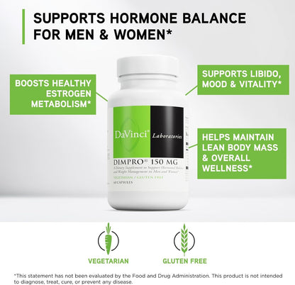DAVINCI Labs DIMPro 150mg - Hormonal Balance Food Supplement with DIM - Gluten-Free - 60 Capsules