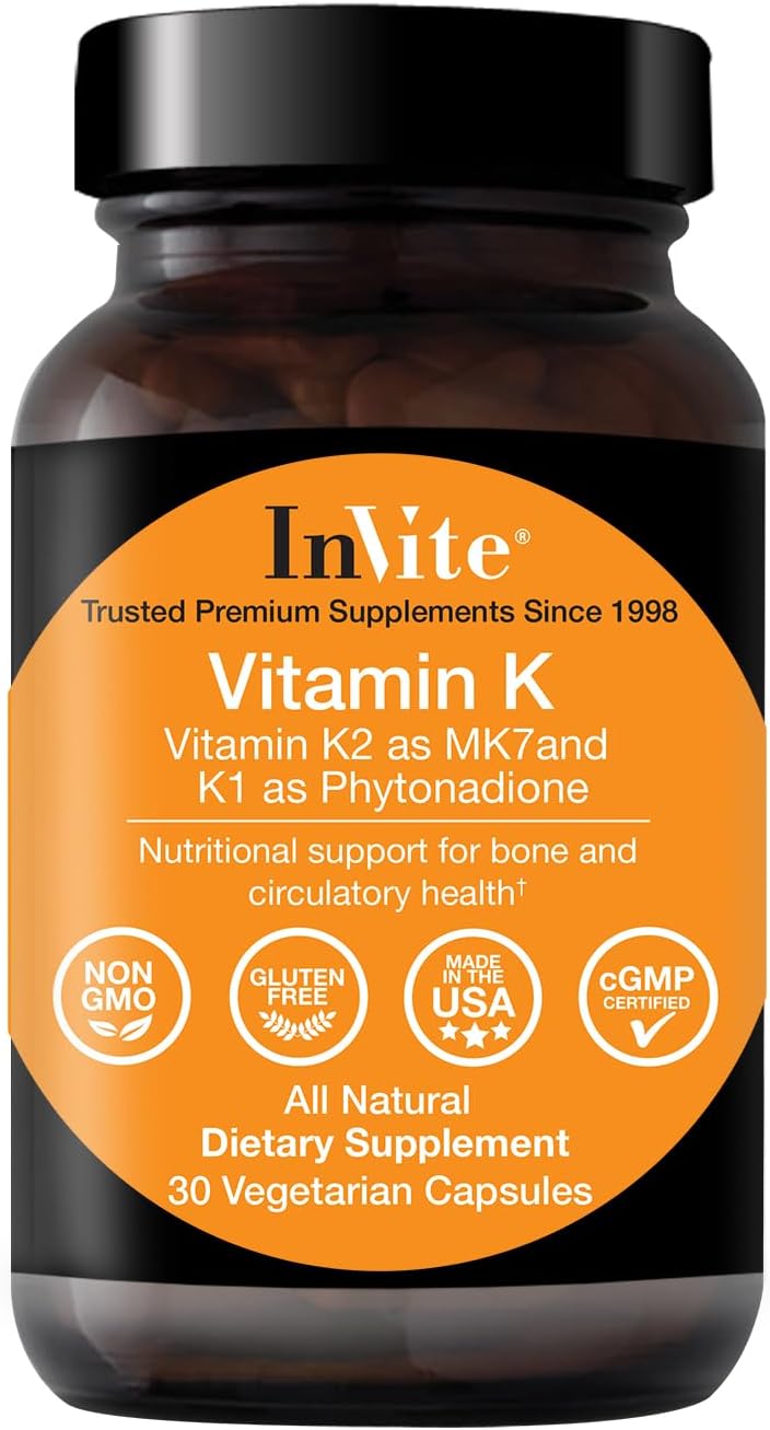 Invite Health Vitamin K2 with K1 - Supports Bone and Circulatory Health, 30 Vegetarian Capsules (2-Pack) - görsel 1