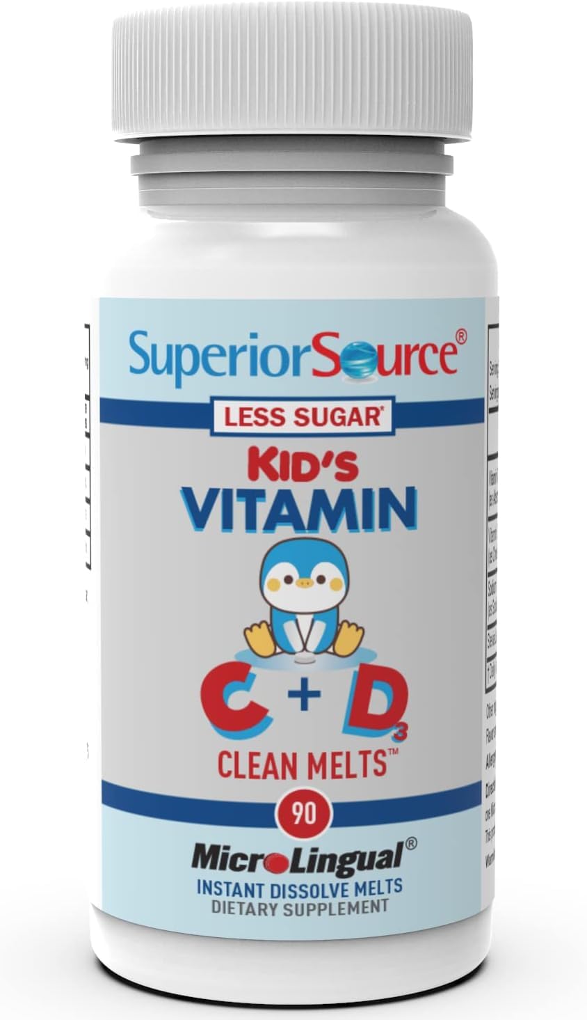 Superior Source Kid's Vitamin C & D3 Clean Melts – Immune Support, Low Sugar, Non-GM, 90 MicroLingual Melts - görsel 4