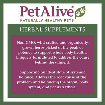 PetAlive C-Caps - All-Natural Herbal Supplement for Dogs and Cats - 60 Vegetable Capsules