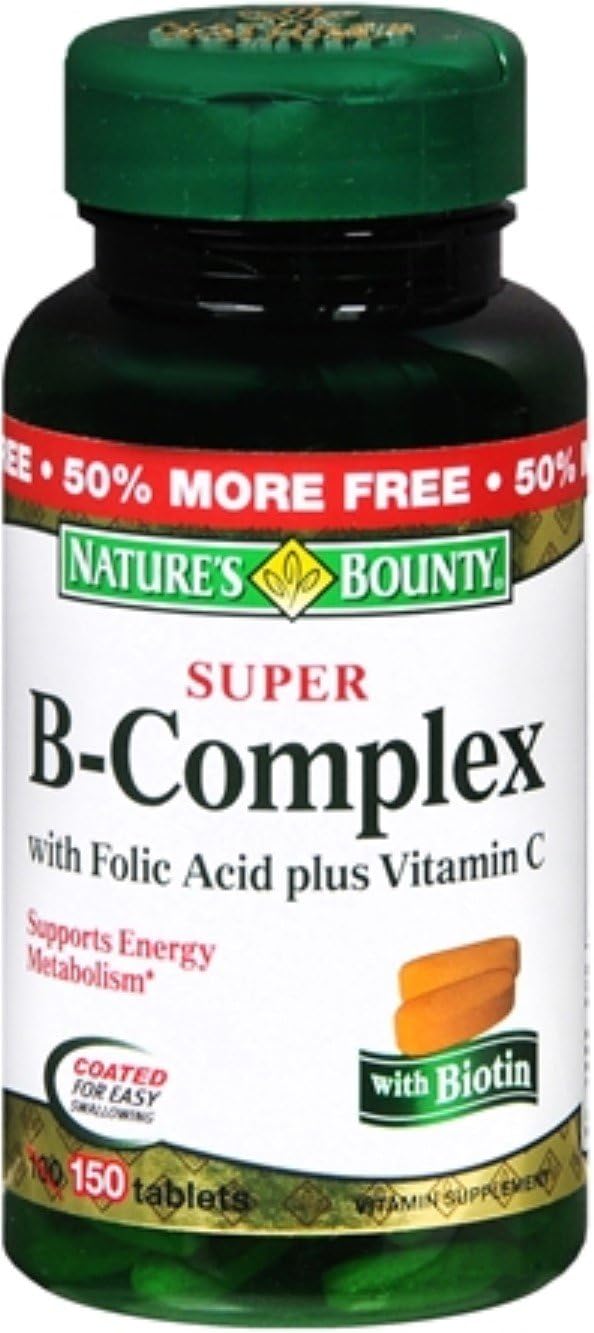 Nature's Bounty B-Complex with Folic Acid Plus Vitamin C, Tablets – 150 Count (Pack of 4) - görsel 2