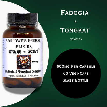 Fad-Kat: Fadogia Agrestis and Tongkat Ali - 600 mg per Capsule - Sports Performance Support - 60 Veggie Capsules