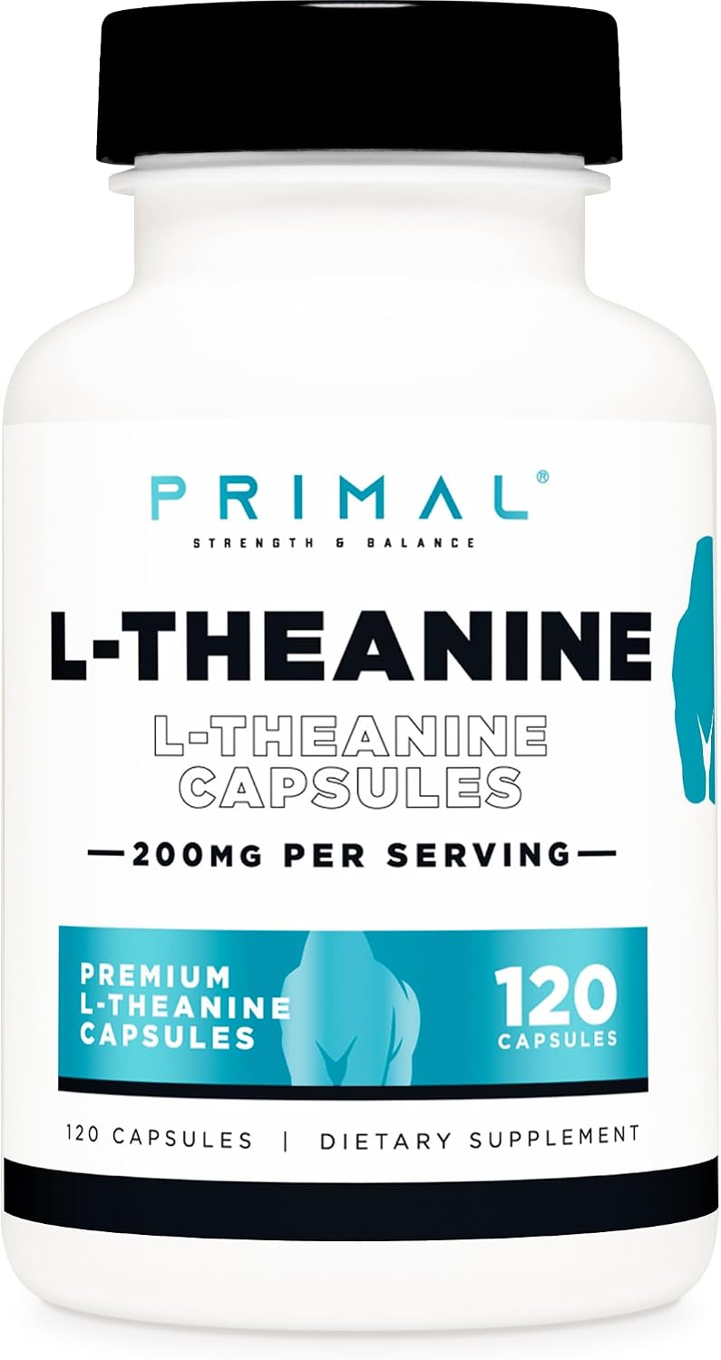 Primal L-Theanine Capsules - 200mg, 120 Capsules - Non-GMO, Gluten-free, Natural Amino Acid for Calm Focus - görsel 1