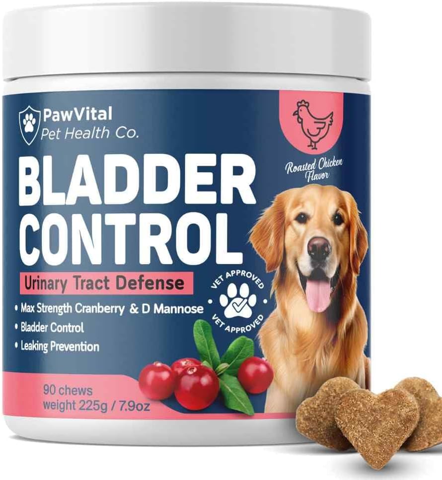 PawVital Dog UTI & Bladder Control Chews – Cranberry & D-Mannose Urinary Tract Support for Dogs, All-Natural Chicken Flavour, 90 Soft Chews - görsel 1