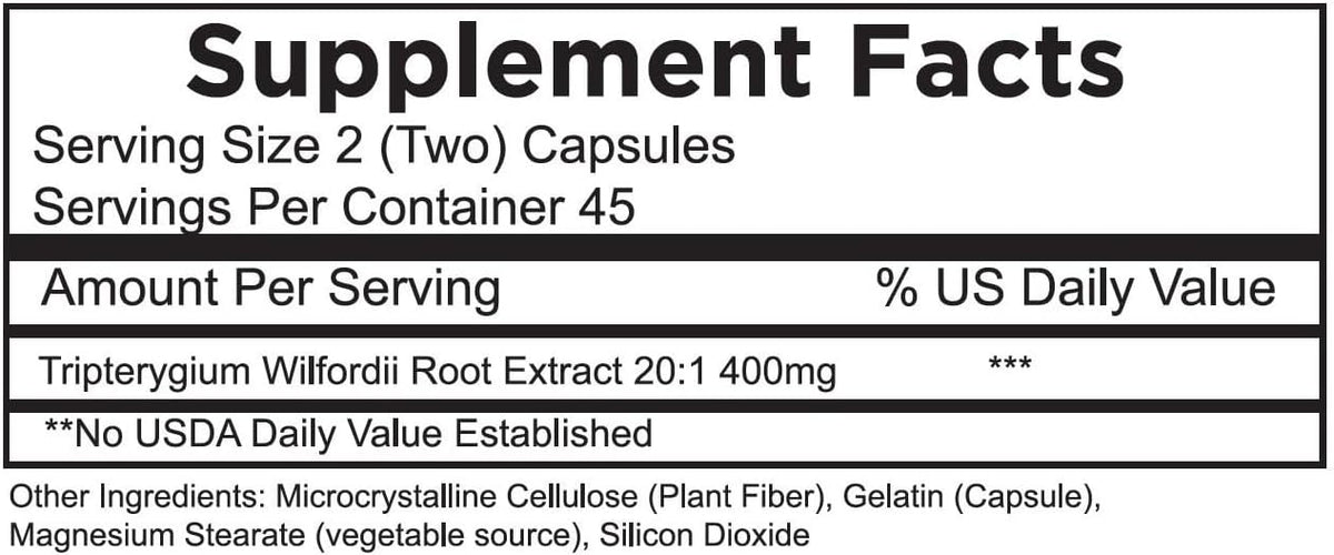 Thunder God Vine Root 20:1 Supplement – Tripterygium Wilfordii – 200mg – 90 Capsules - görsel 4