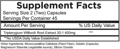 Thunder God Vine Root 20:1 Supplement – Tripterygium Wilfordii – 200mg – 90 Capsules