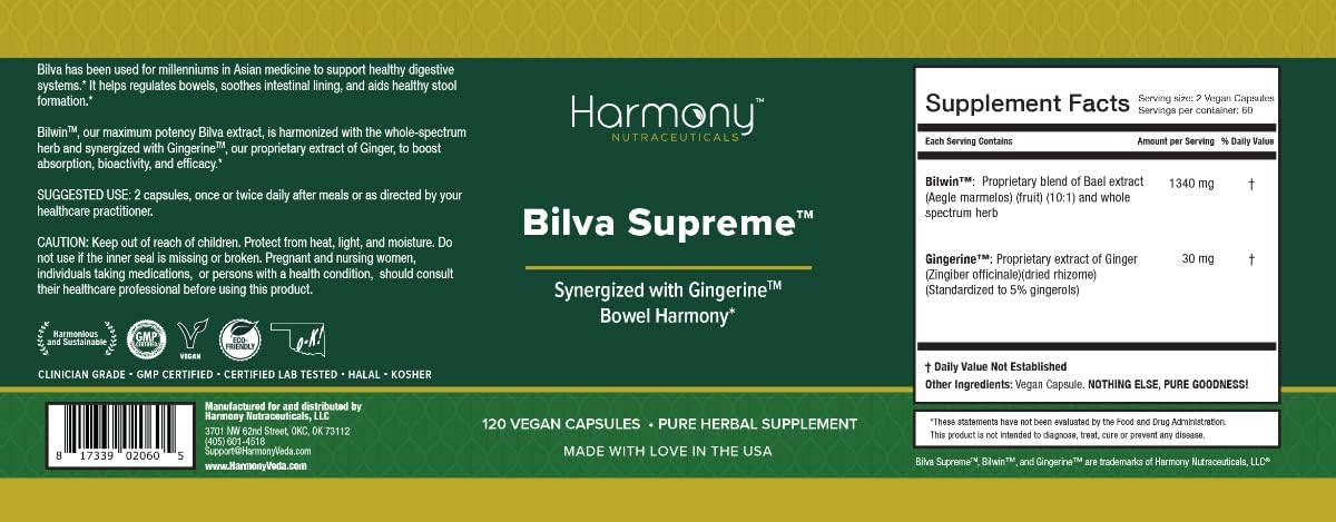 Harmony Nutraceuticals Bilva Supreme: Ayurvedic Digestive Support (120 Vegan Capsules) - görsel 5