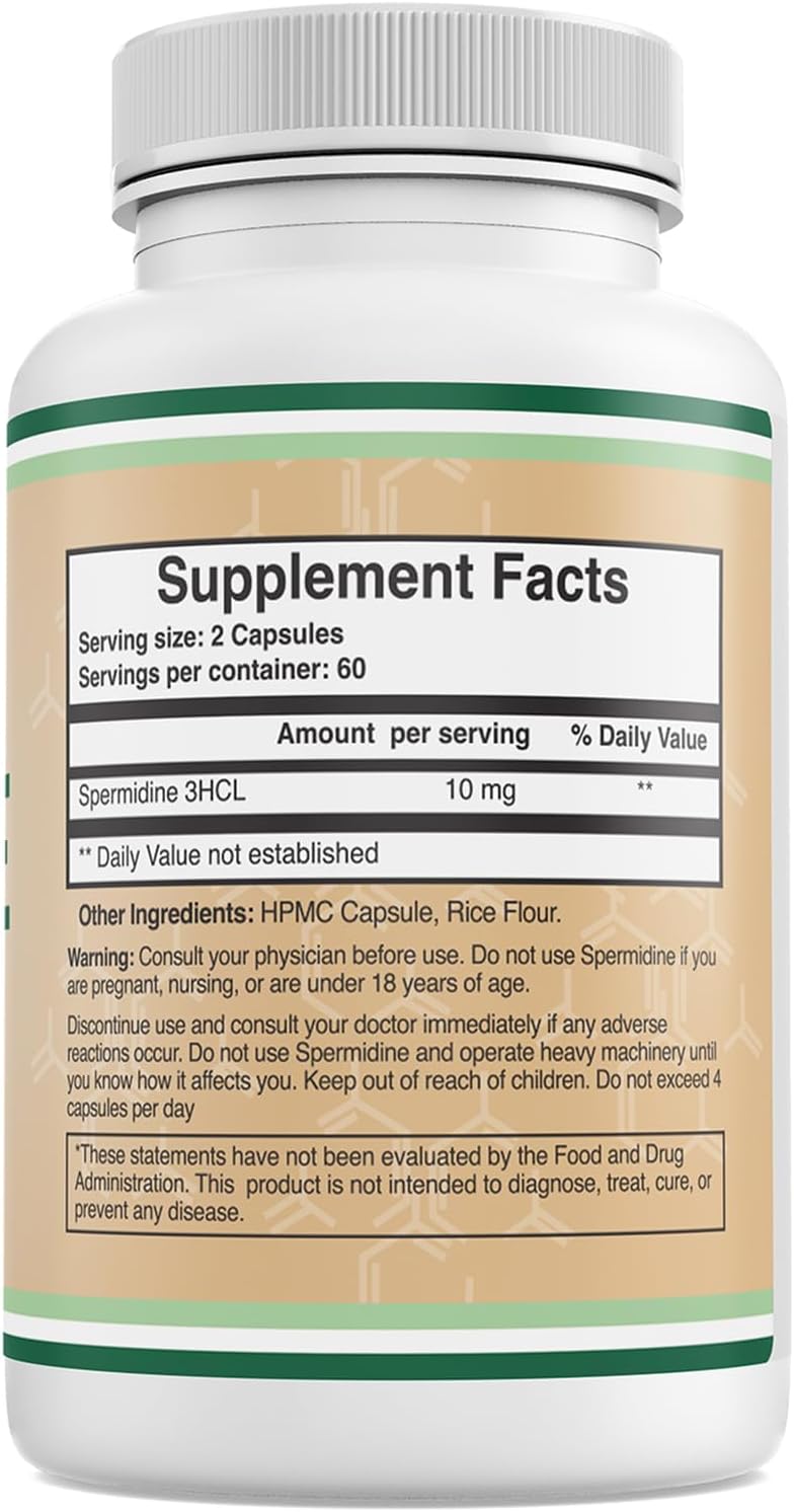 Spermidine Supplement (10mg of 99% Spermidine 3HCL – Third Party Tested) 120 Capsules - görsel 4