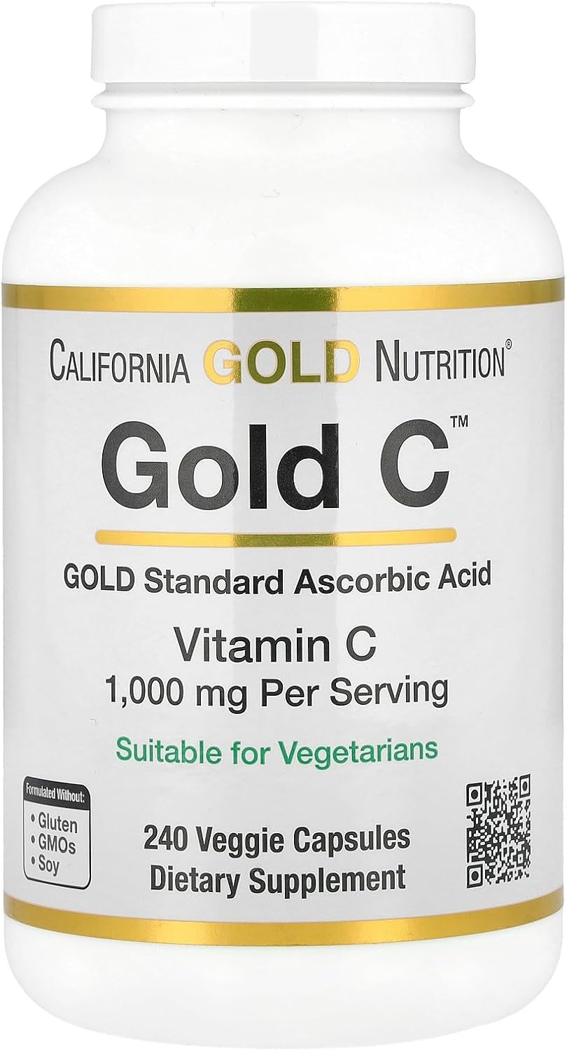 California Gold Nutrition Gold C Pharmaceutical Grade Vitamin C 1000 mg - 240 Veggie Capsules - görsel 1