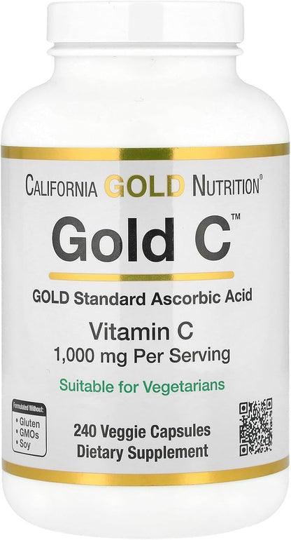 California Gold Nutrition Gold C Pharmaceutical Grade Vitamin C 1000 mg - 240 Veggie Capsules