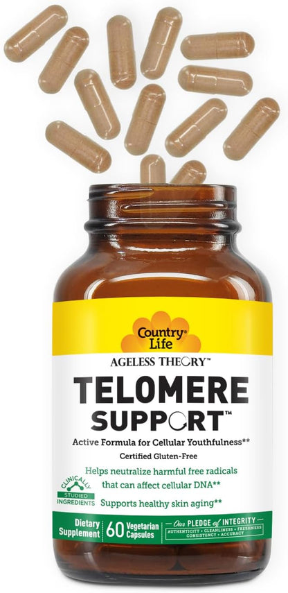 Country Life Ageless Theory Telomere Support – 60 Capsules – Vegan & Gluten-free Anti-Ageing Supplement
