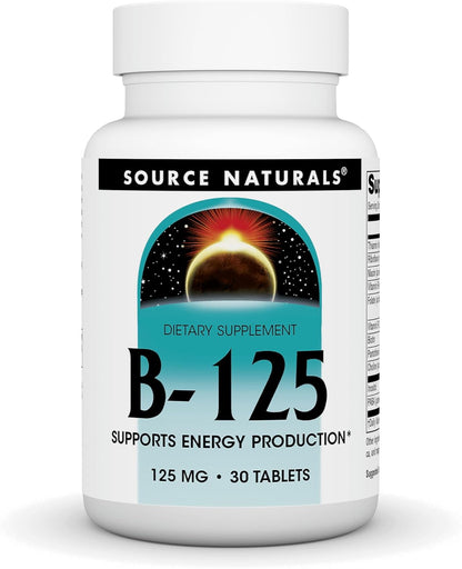Source Naturals B-125, 125 mg B-Vitamins for Energy Metabolism Support - 30 Tablets