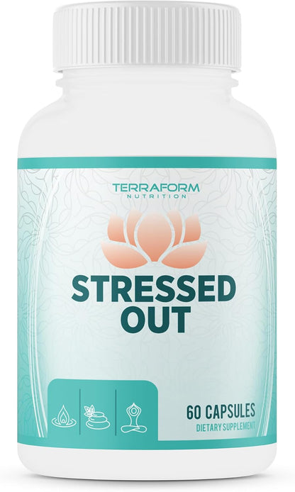 TerraForm Nutrition Stressed Out – Mental Focus & Relaxation Supplement – 60 Capsules – Made in USA