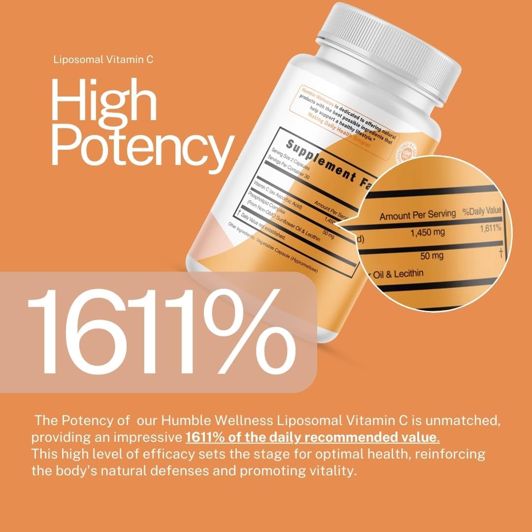 Humble Liposomal Vitamin C - Advanced Absorption Formula | Powerful Antioxidant, Immune Support, Brain Health | Non-GMO, Soya-Free, Gluten-Free, Dairy-Free - görsel 7