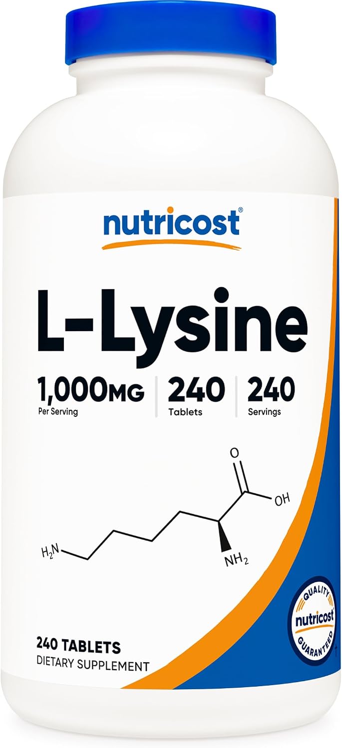 Nutricost L-Lysine 1000mg, 120 Tablets - Gluten-Free, Non-GMO, Suitable for Vegetarians - görsel 6