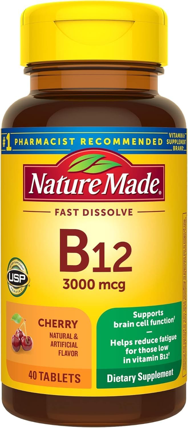 Nature Made Vitamin B12 3000mcg Sublingual Lozenges, Cherry Flavour - 40 Lozenges (Pack of 2) - görsel 3