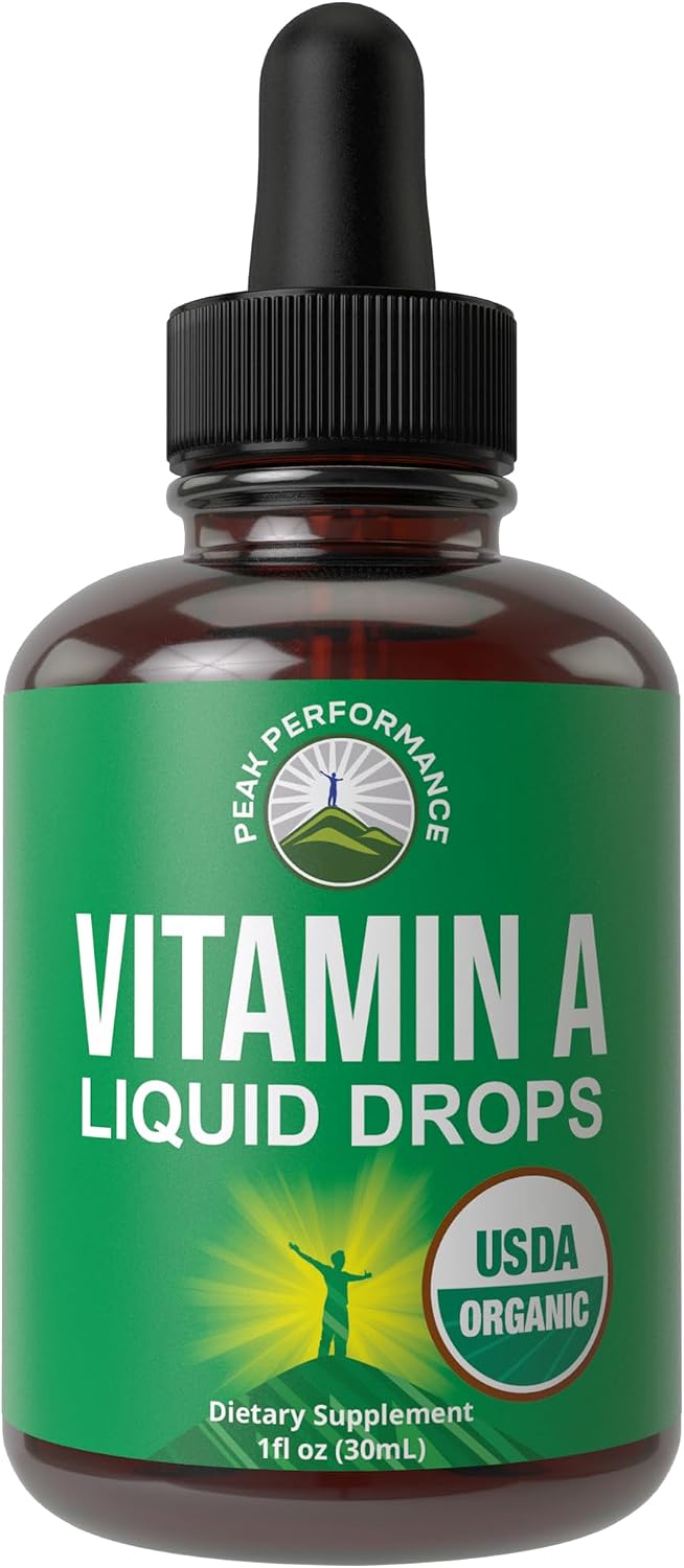 USDA Organic Vitamin A Liquid Drops - Vegan High Bioavailability Retinyl Palmitate for Eye, Skin and Immune Health - görsel 1